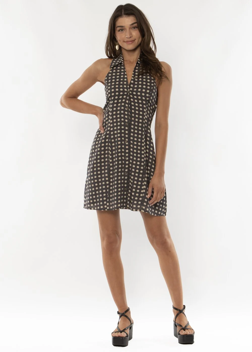 Amuse Society Lolita Woven Halter Dress - BLACK FADE