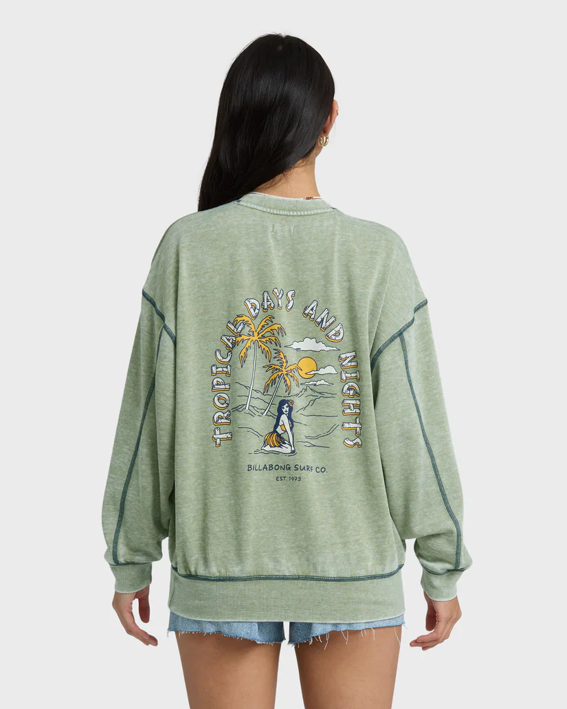 Billabong All The Days Kendal Crewneck Sweatshirt - Dark Olive - Image 2