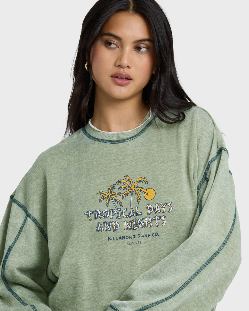 Billabong All The Days Kendal Crewneck Sweatshirt - Dark Olive - Image 3