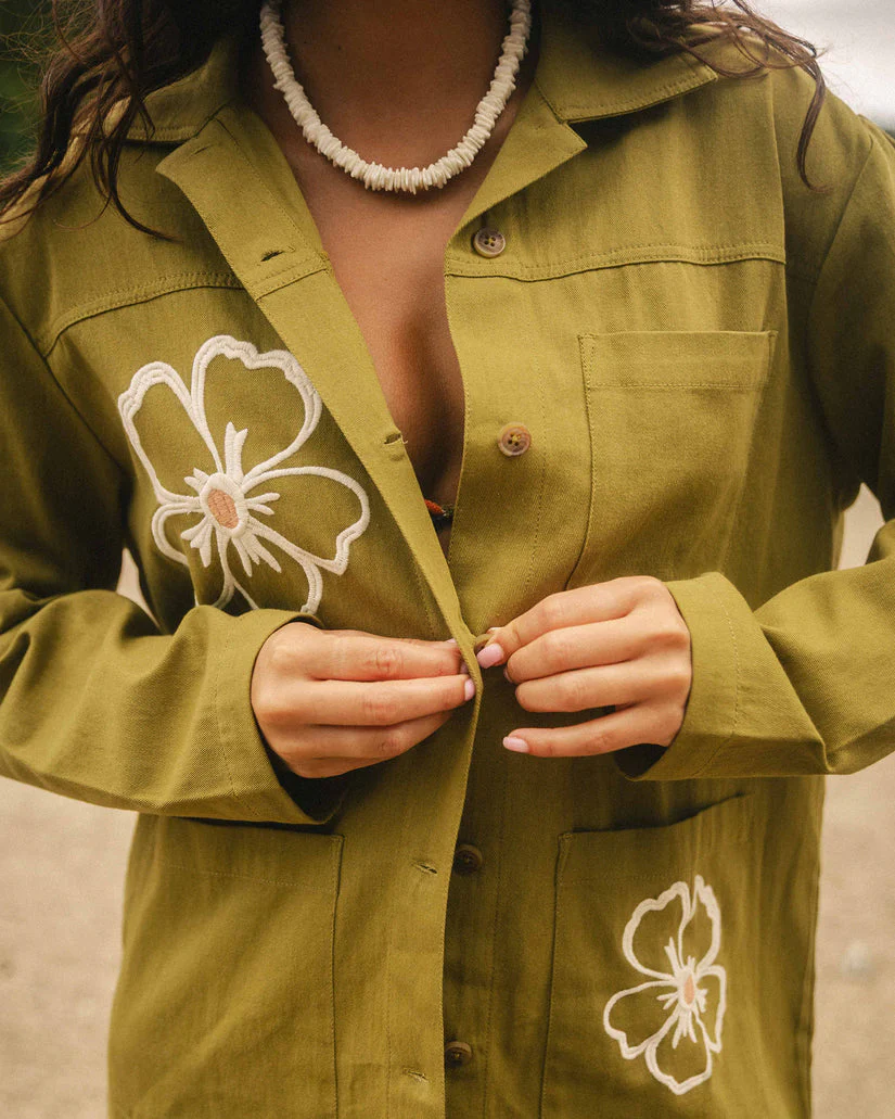 Billabong Floral Fields Shacket - Moss - Image 2