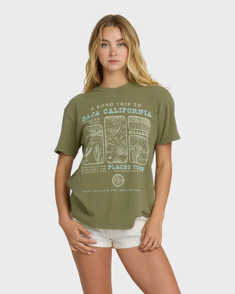 Billabong Flying To The Moon Short Sleeve T-Shirt - Dark Olive