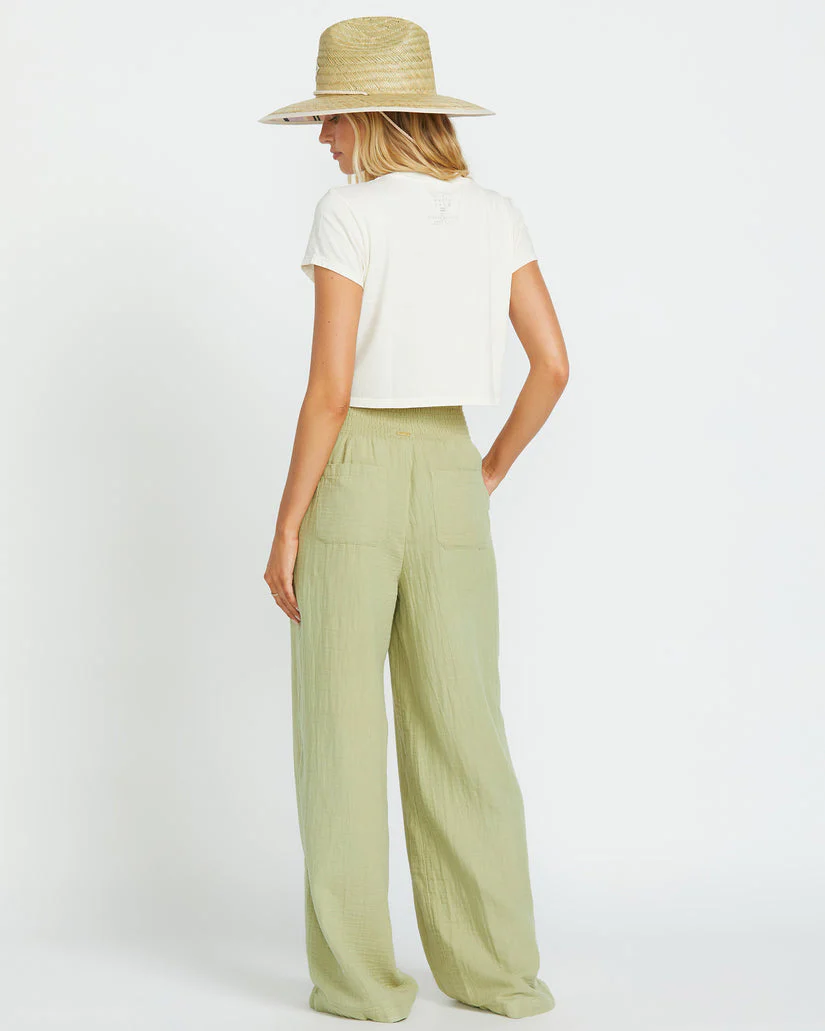 Billabong New Waves Gauze Elastic Waist Pants - AVOCADO - Image 2