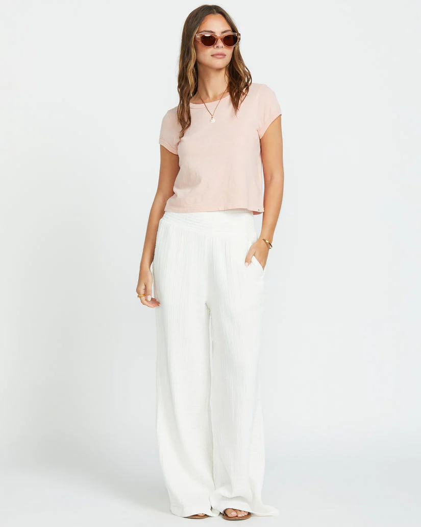 Billabong New Waves Gauze Elastic Waist Pants - SALT CRYSTAL
