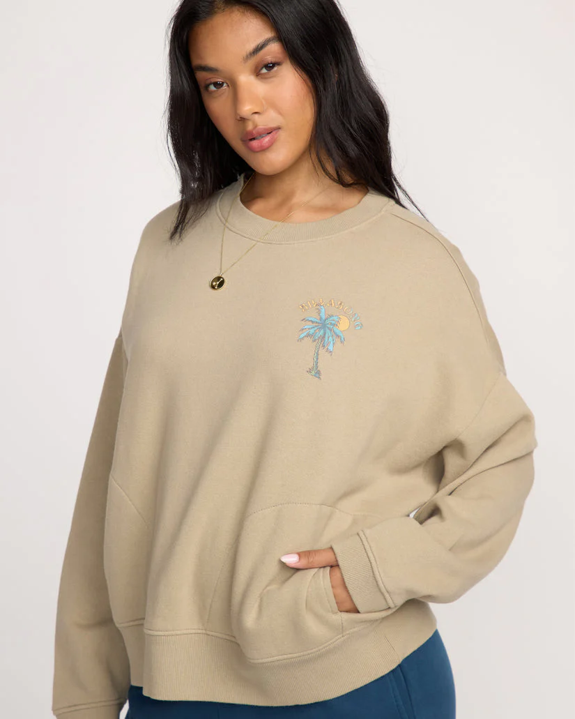 Billabong Palmin Camp Crewneck Sweatshirt - Cobblestone - Image 3