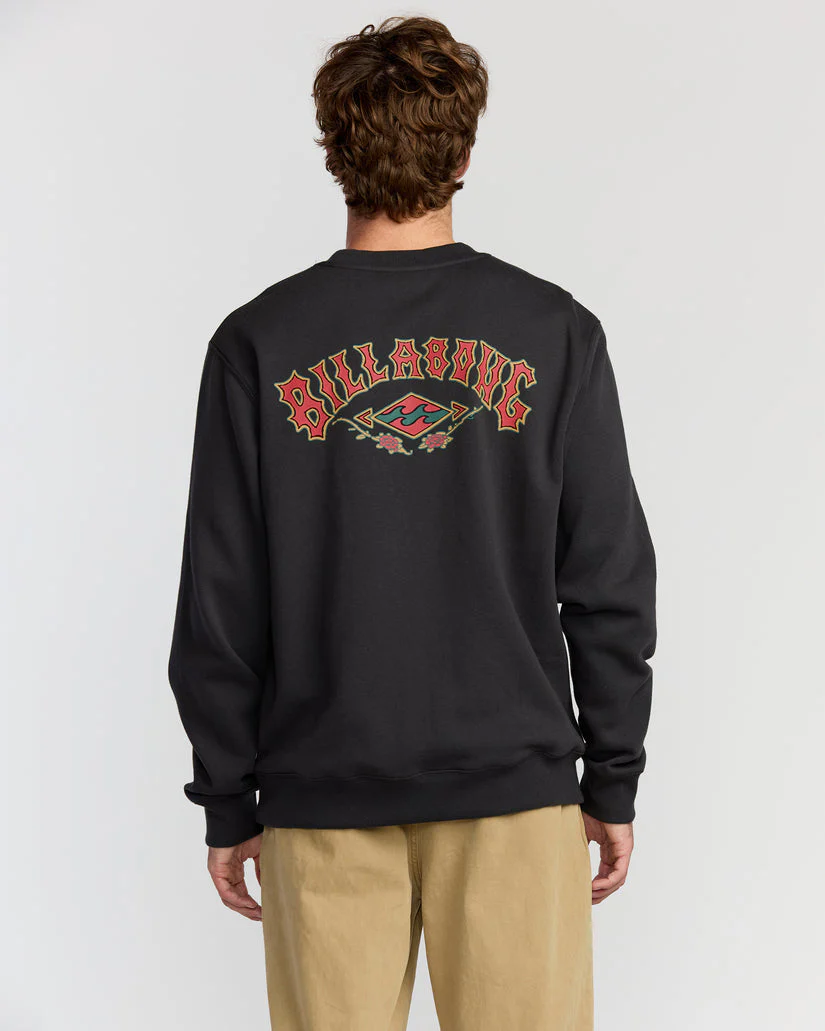 Billabong Short Sands Crewneck Sweatshirt - Washed Black - Image 3