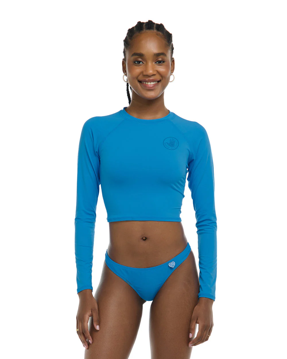Body Glove Smoothies Let It Be Cross-Over Crop Rash Guard - WAVE
