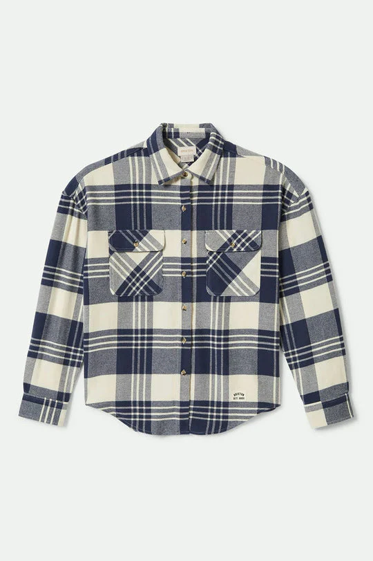 Brixton Bowery Women's Classic L/S Flannel - AZURE BLUE/WHITECAP