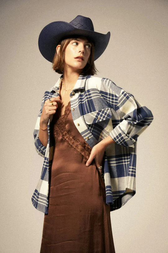 Brixton Bowery Women's Classic L/S Flannel - AZURE BLUE/WHITECAP - Image 2