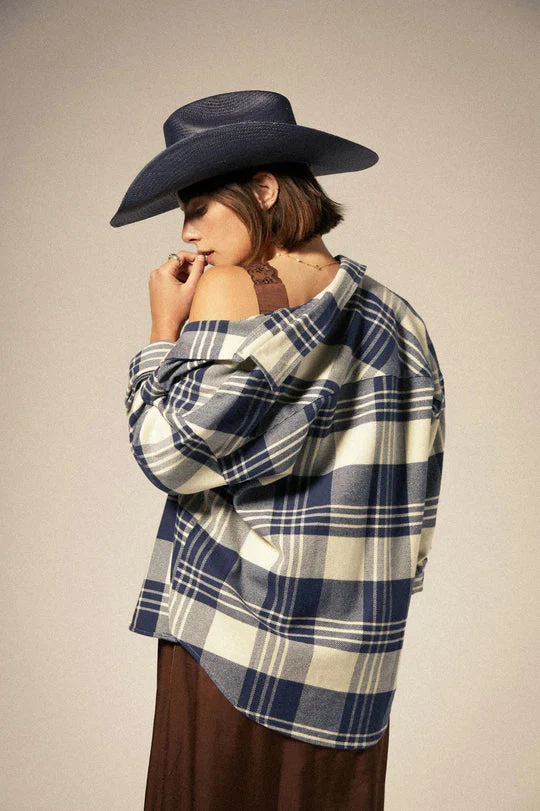 Brixton Bowery Women's Classic L/S Flannel - AZURE BLUE/WHITECAP - Image 3