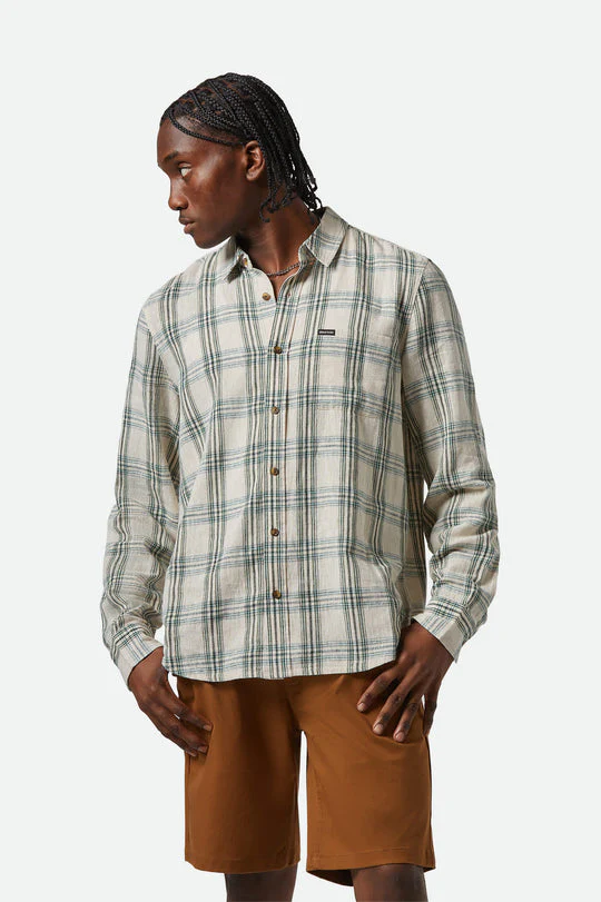 Brixton Charter Linen Blend L/S Shirt - OFF WHITE - Image 2