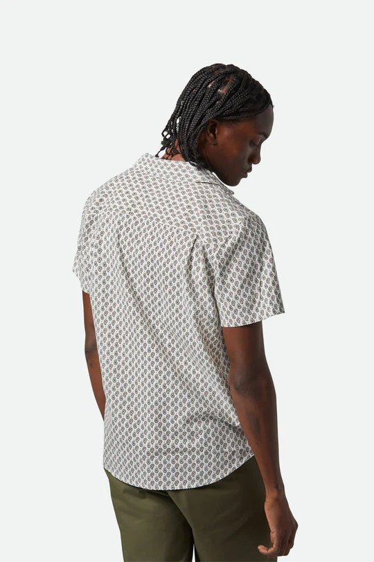 Brixton Charter Print S/S Shirt - OFF WHITE/PAISLEY - Image 3