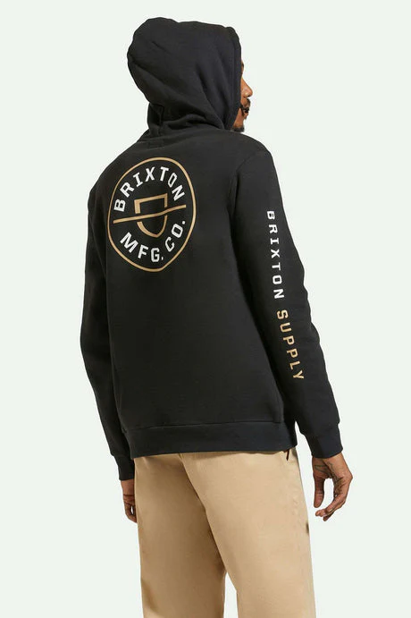 Brixton Crest Hoodie - BLACK/SAND/WHITE
