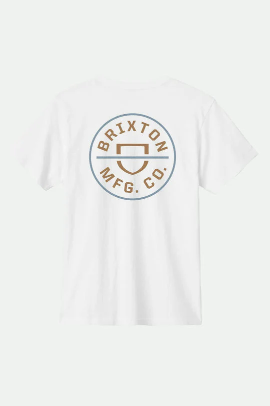 Brixton Crest II S/S Standard T-Shirt - WHITE/LIGHT BROWN/SLATE