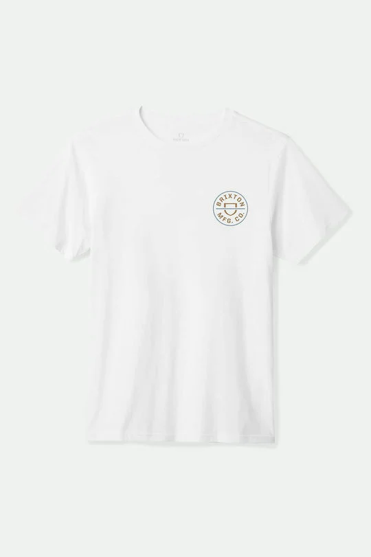 Brixton Crest II S/S Standard T-Shirt - WHITE/LIGHT BROWN/SLATE - Image 2