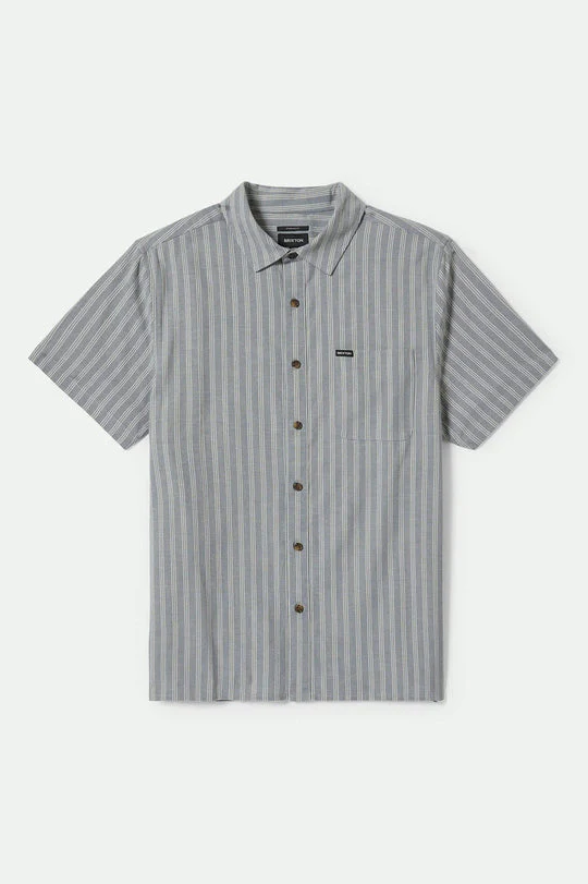 Brixton CRU Oxford Stripe S/S Shirt - BLUE
