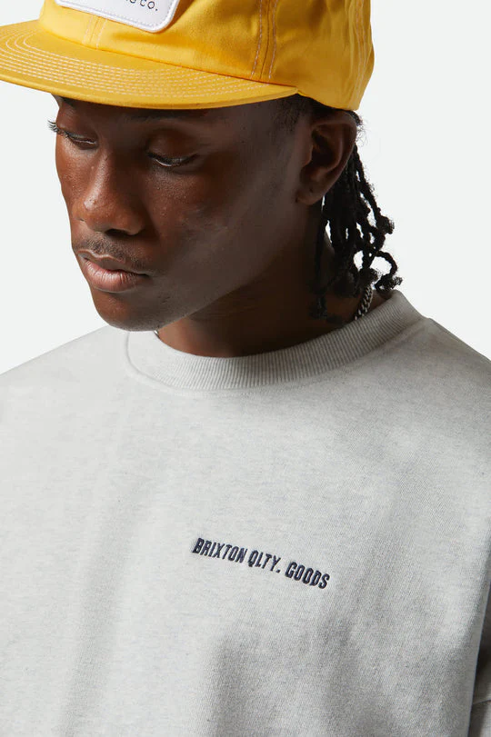 Brixton Embroidered Heavyweight Oversized Crew - HEATHER GREY - Image 4