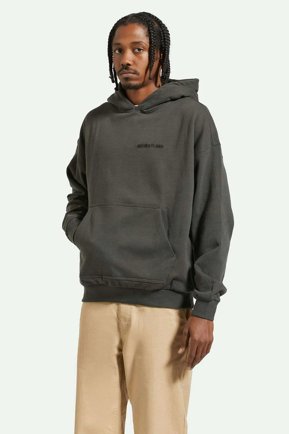 Brixton Embroidered Heavyweight Oversized Hoodie - Black