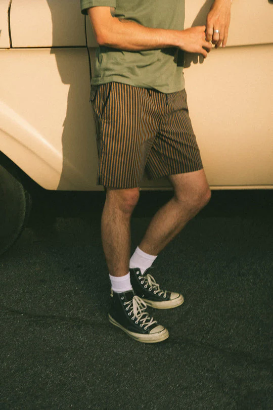 Brixton Everyday Stretch Hybrid Short 5.5" - Washed Navy/Sunbaked Herringbone - Image 2
