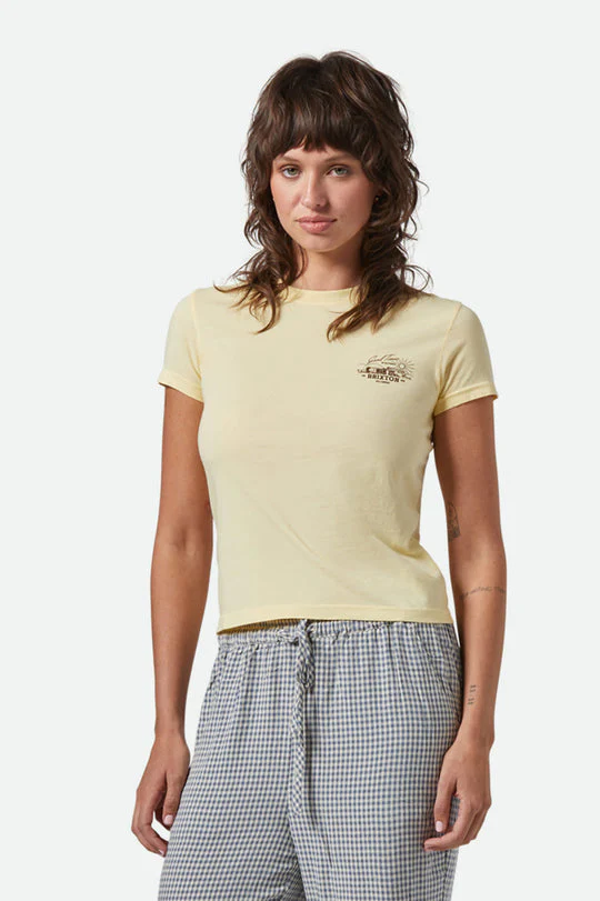 Brixton Good Times Fitted Crew T-Shirt - PANNA COTTA - Image 2