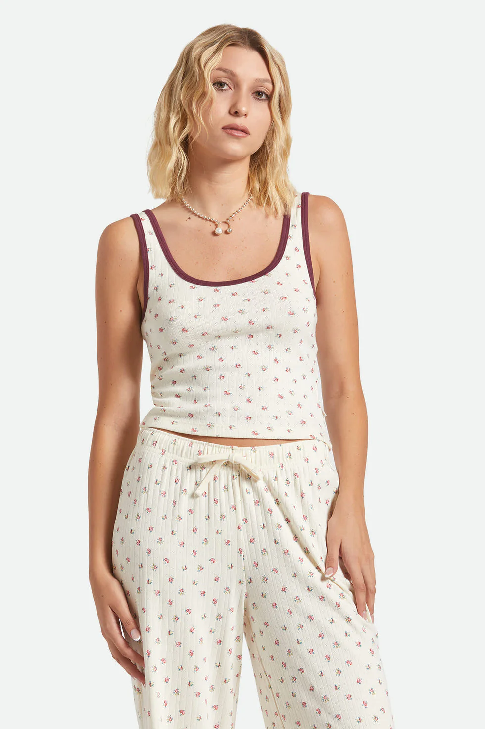 Brixton Off Duty A-Tank - Floral Pointelle
