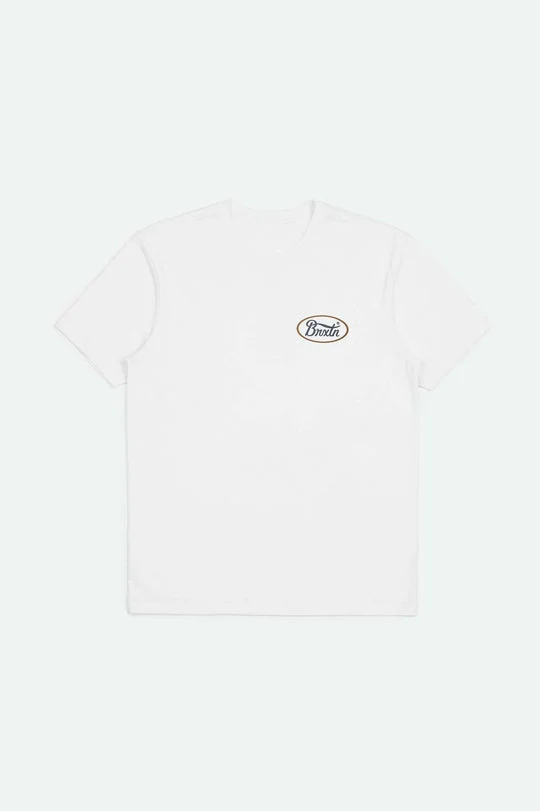 Brixton Parsons S/S Tailored T-Shirt - WHITE/WASHED NAVY/BROWN - Image 2