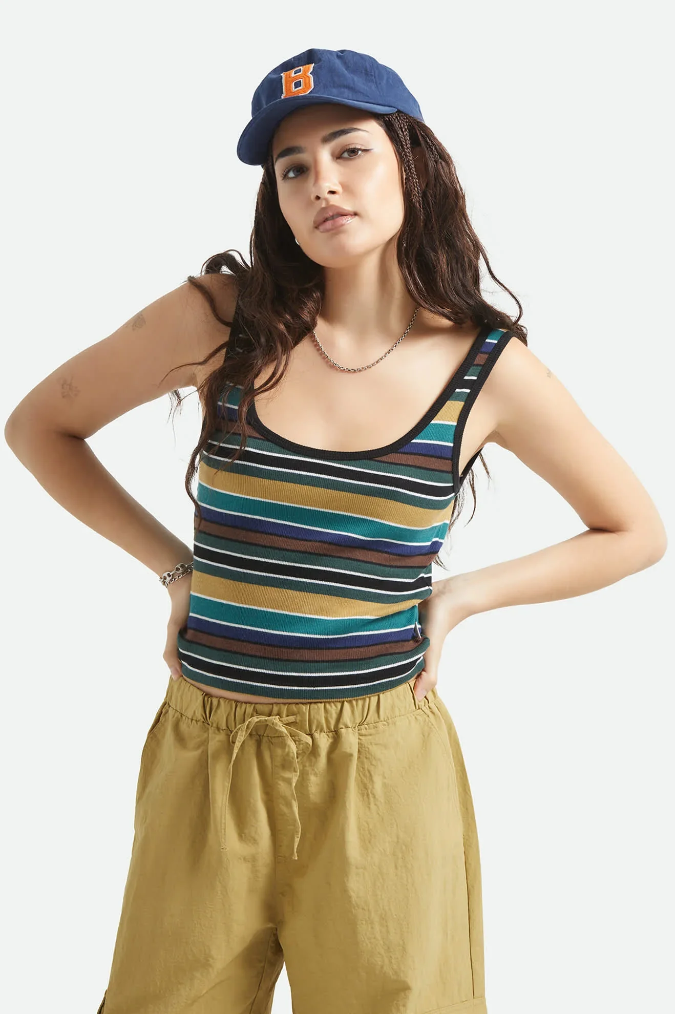 Brixton Ringer Organic A-Tank - Multi Retro Stripe
