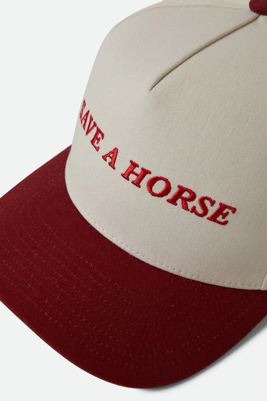 Brixton Women's Save A Horse Netplus Snapback - CRIMSON/OFF WHITE - Image 3