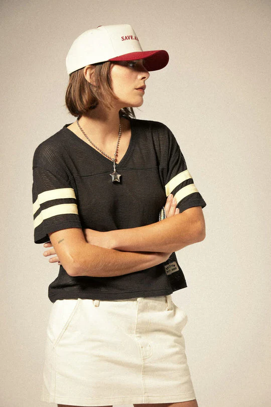 Brixton Varsity Football Mesh T-Shirt - WASHED BLACK - Image 2