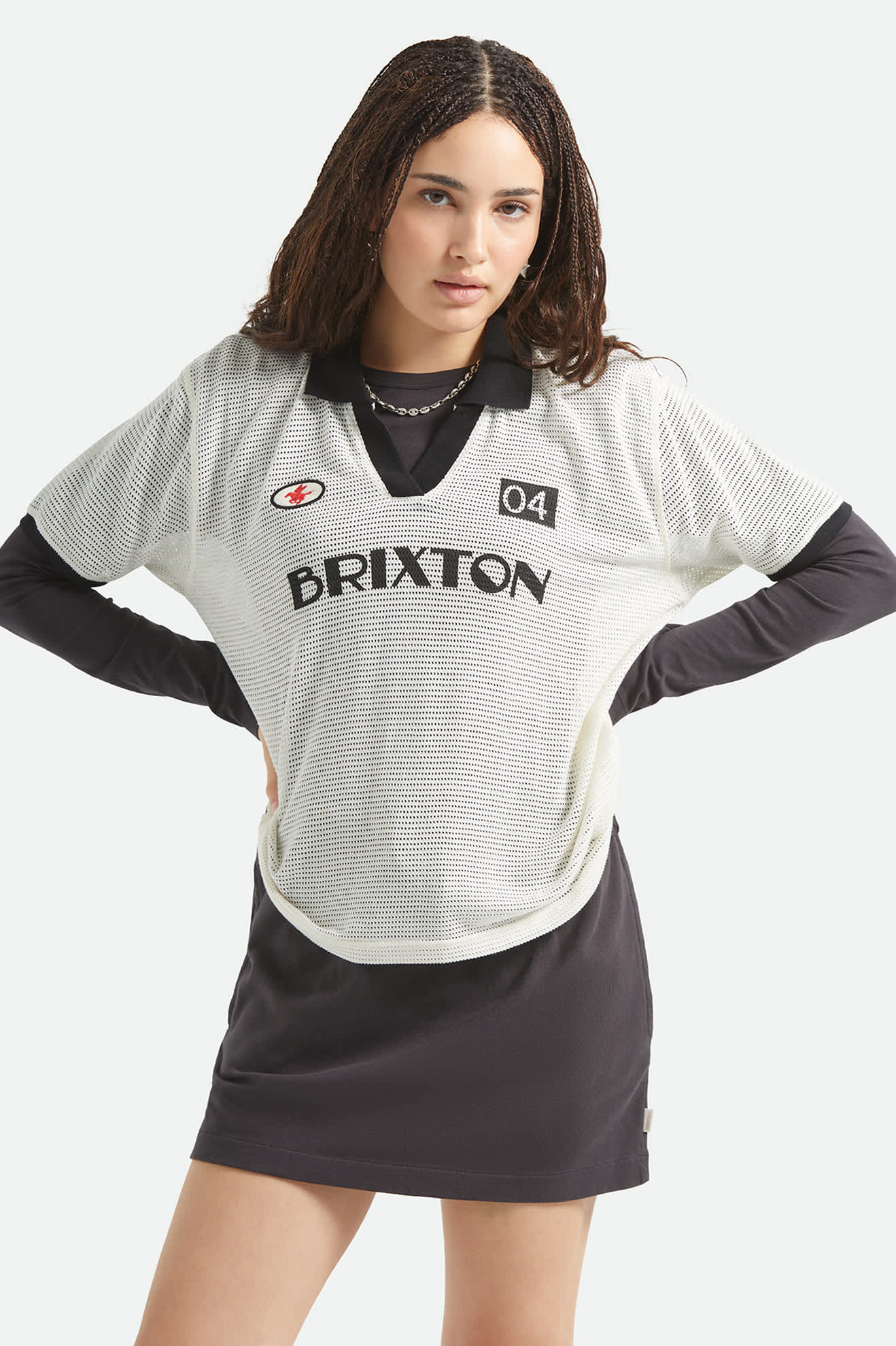 Brixton Varsity T-Shirt - Off White/Black - Image 2