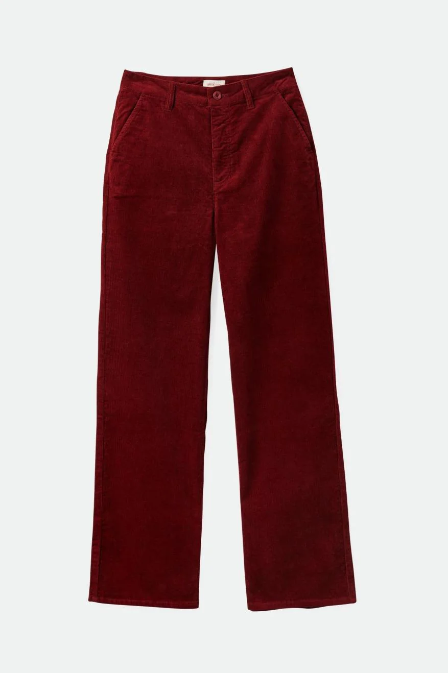 Brixton Victory Full Length Wide Leg Pant - Dark Burgundy - Image 2