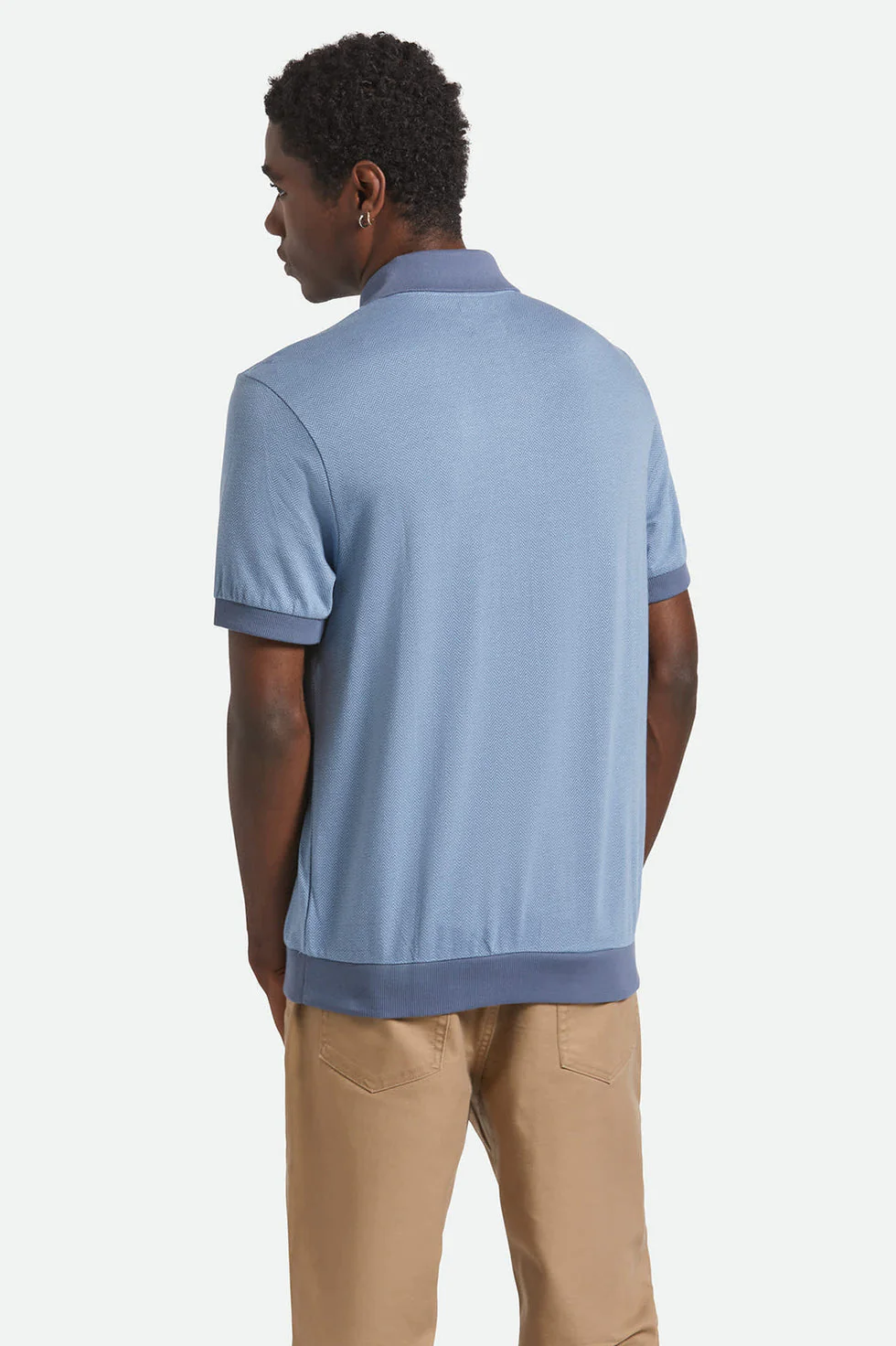 Brixton Weekend Herringbone Polo - Borrow Blue/Berring Sea - Image 4