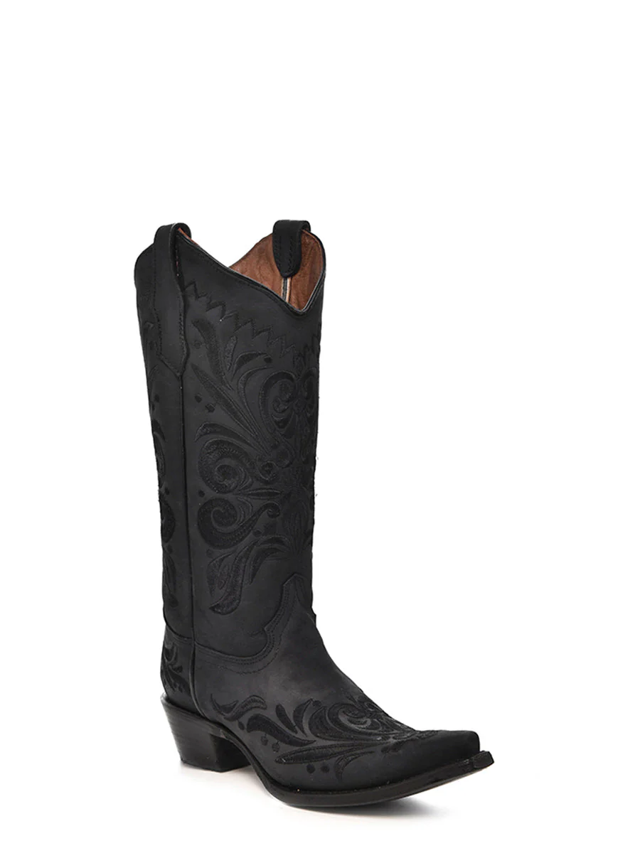 Corral Boots WOMEN’S EMBROIDERY BLACK SNIP TOE COWBOY BOOT - BLACK - Image 2