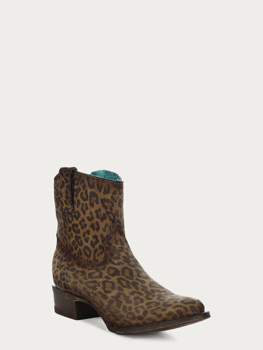 Corral Boots WOMEN'S ROUND TOE ANKLE BOOT WITH ZIPPER - LEOPARD - Image 4