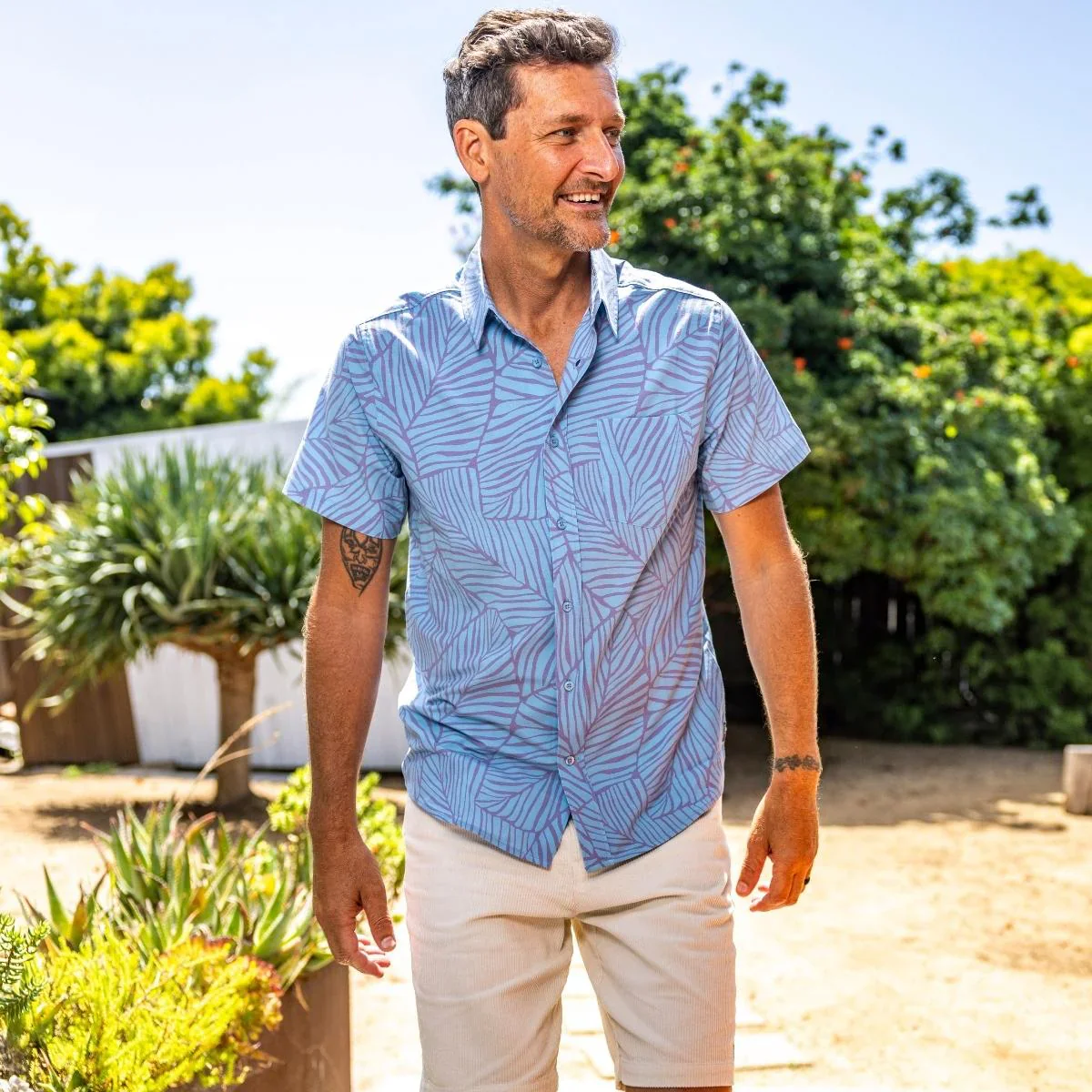 Cova Men's Tropicana Woven Shirt - Vapor Blue