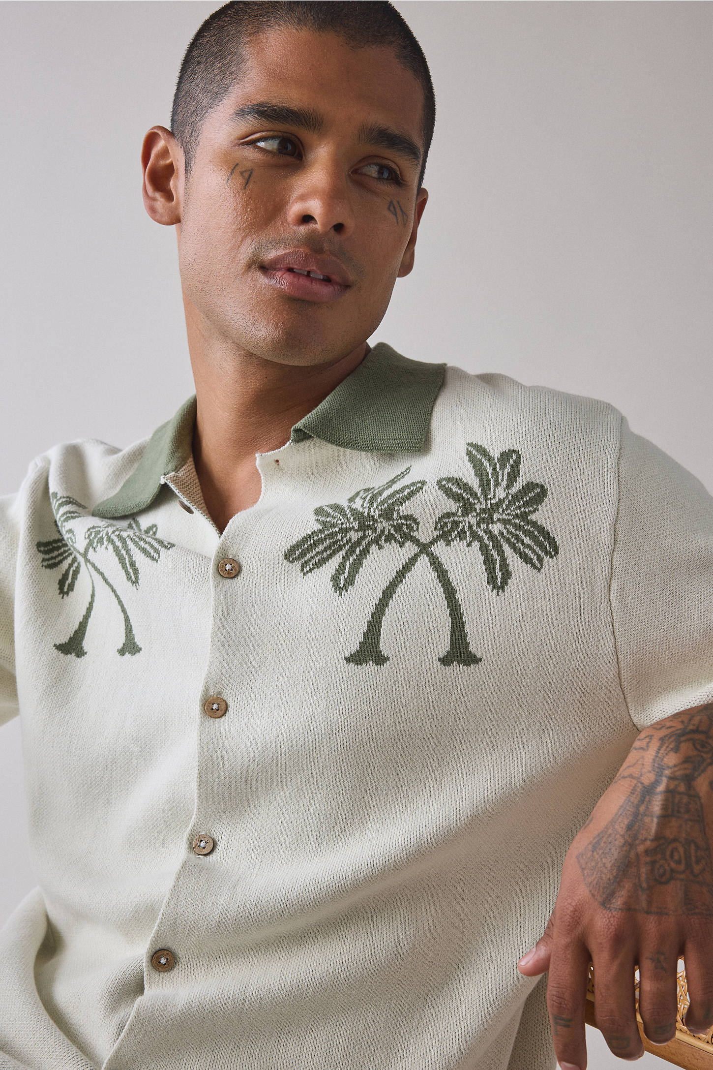 Critical Slide Nice Knit Short Sleeve Polo Sweater - Ecru - Image 2