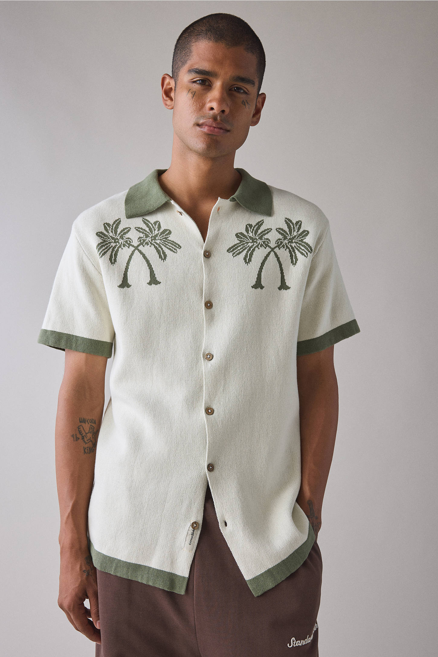 Critical Slide Nice Knit Short Sleeve Polo Sweater - Ecru - Image 4