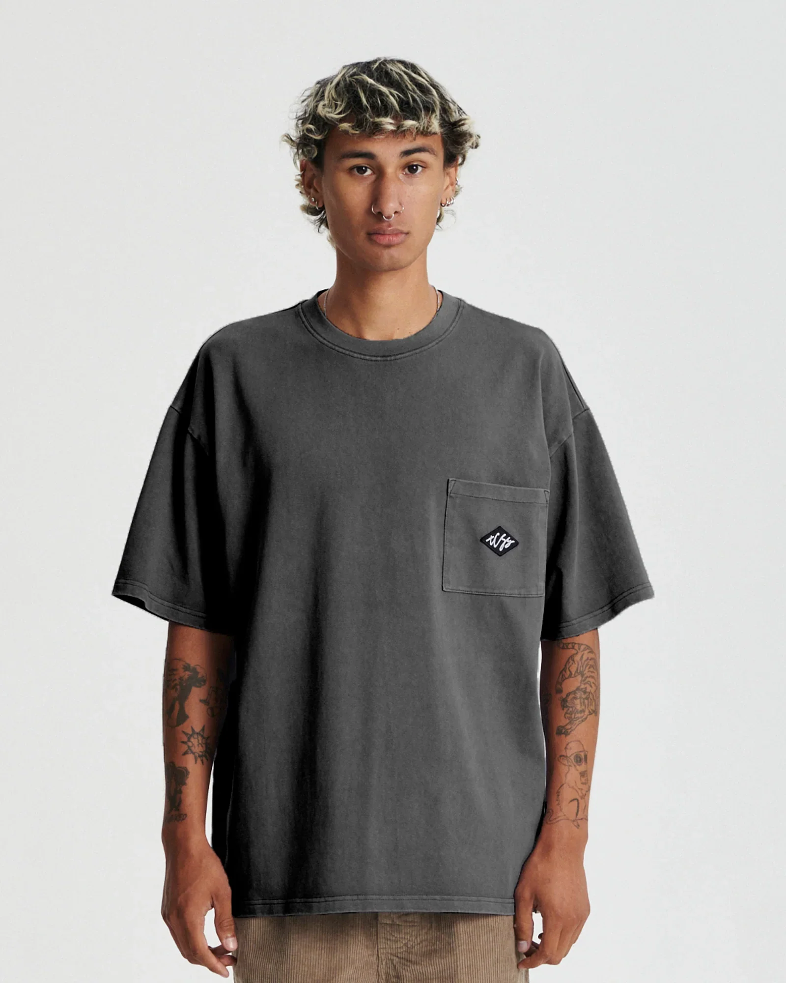 Critical Slide Scribble Pocket Tee - ASHPHALT