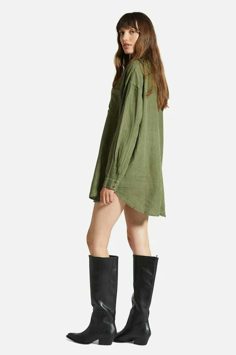 Brixton VINTAGE LINEN L/S WOVEN SHIRTDRESS - SEA KELP - Image 2