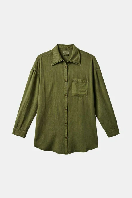 Brixton VINTAGE LINEN L/S WOVEN SHIRTDRESS - SEA KELP - Image 3