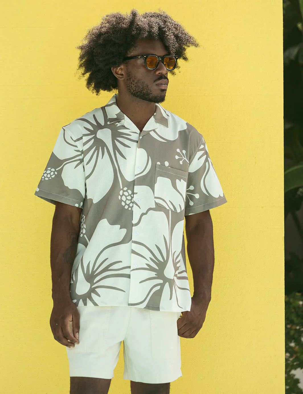 Duvin HIBISCUS LEISURE STRETCH BUTTONUP - TAN - Image 2