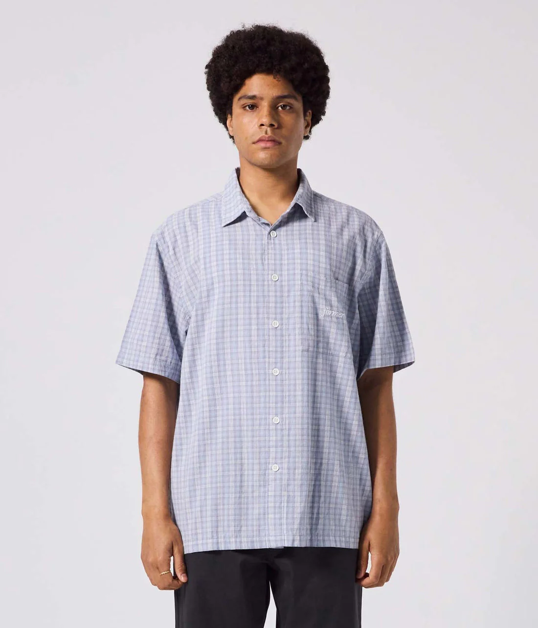Former Manners Check Short Sleeve Shirt - Blue - Image 2