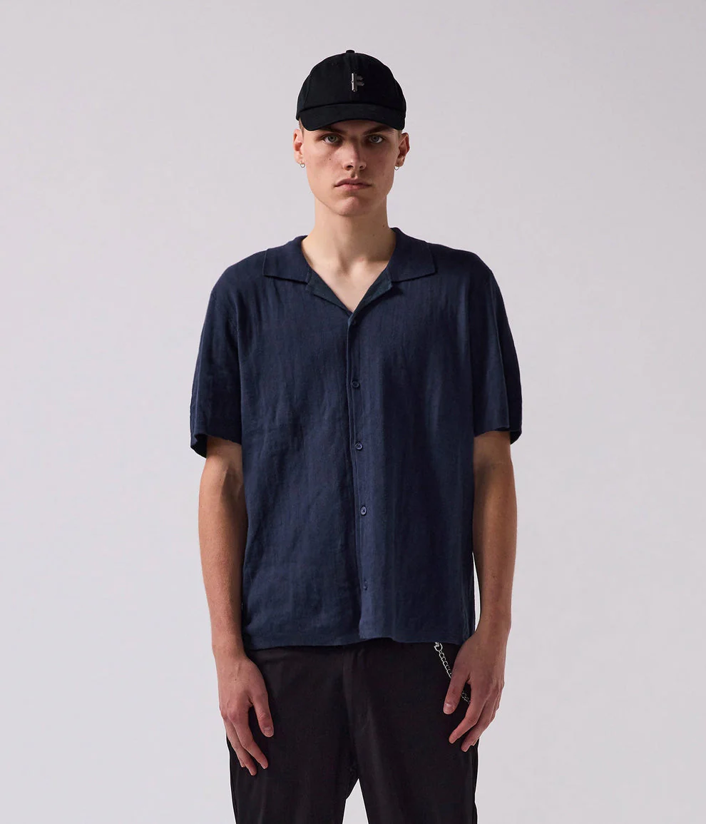 FORMER Marilyn SS Knit - NAVY PINSTRIPE