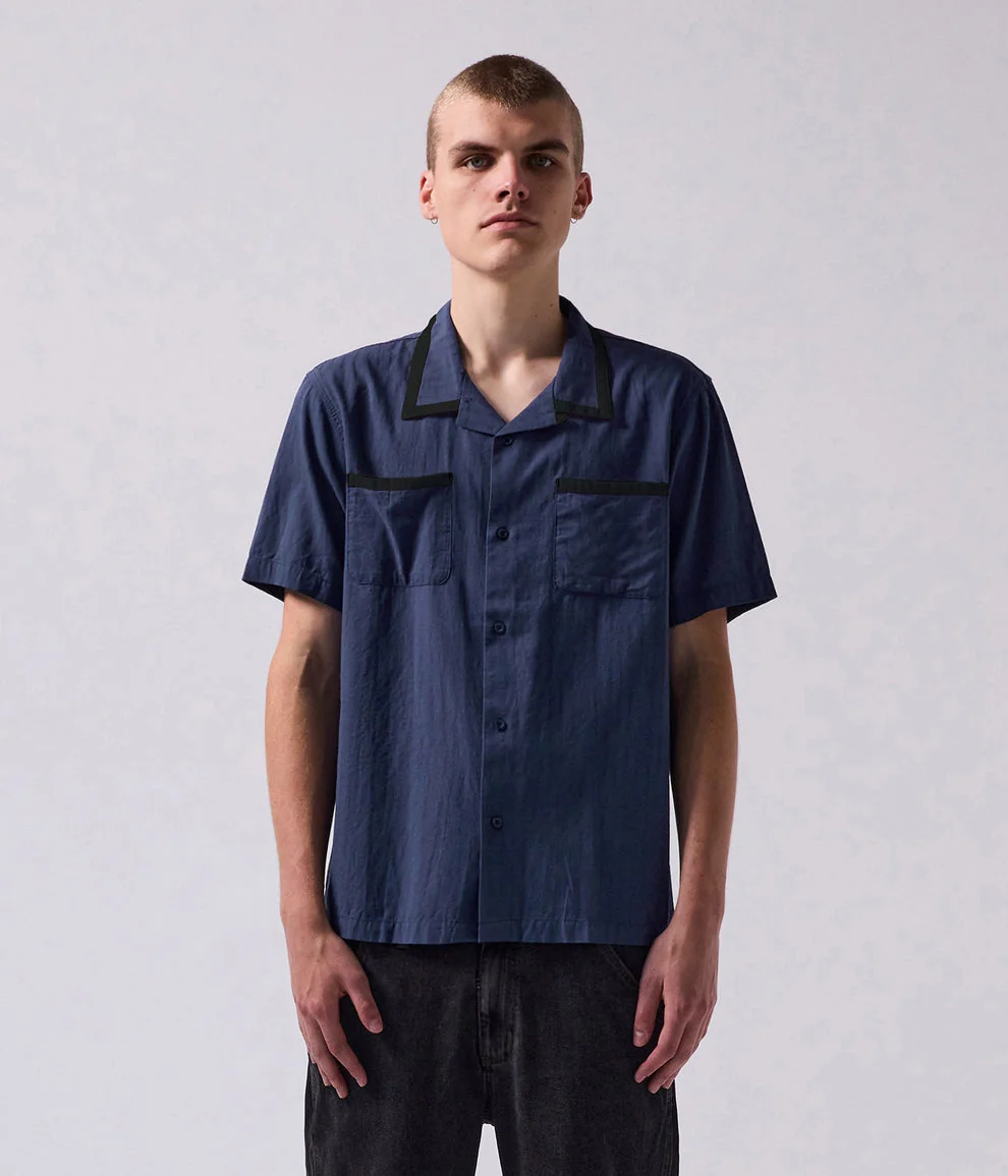 FORMER Pinstripe Marilyn SS Shirt - NAVY