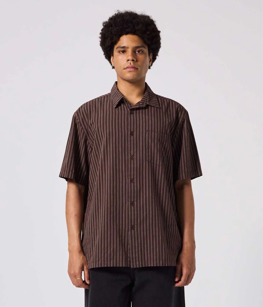 Former Reynolds Stripe Short Sleeve Shirt - Brown - Image 2
