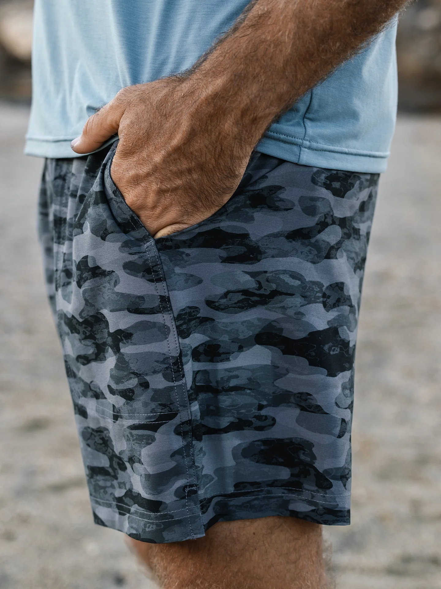 Free Fly Bamboo Lined Active Breeze Short 5.5" - Seasmoke Camo Black - Image 2