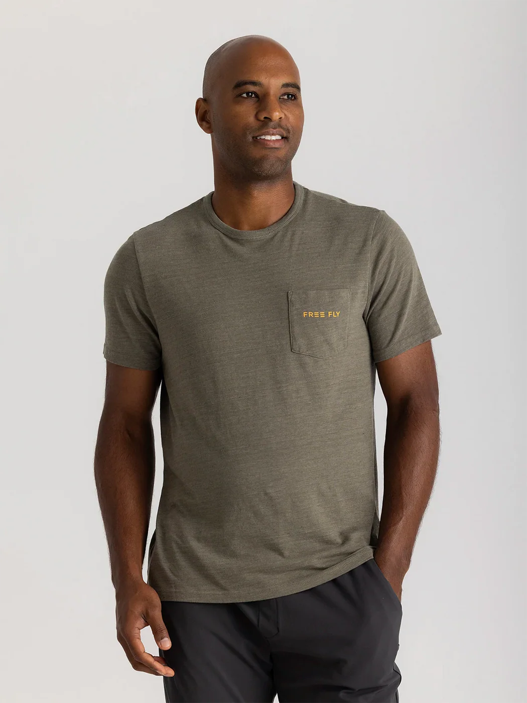 Free Fly Downstream Pocket Tee - HEATHER FATIGUE - Image 2