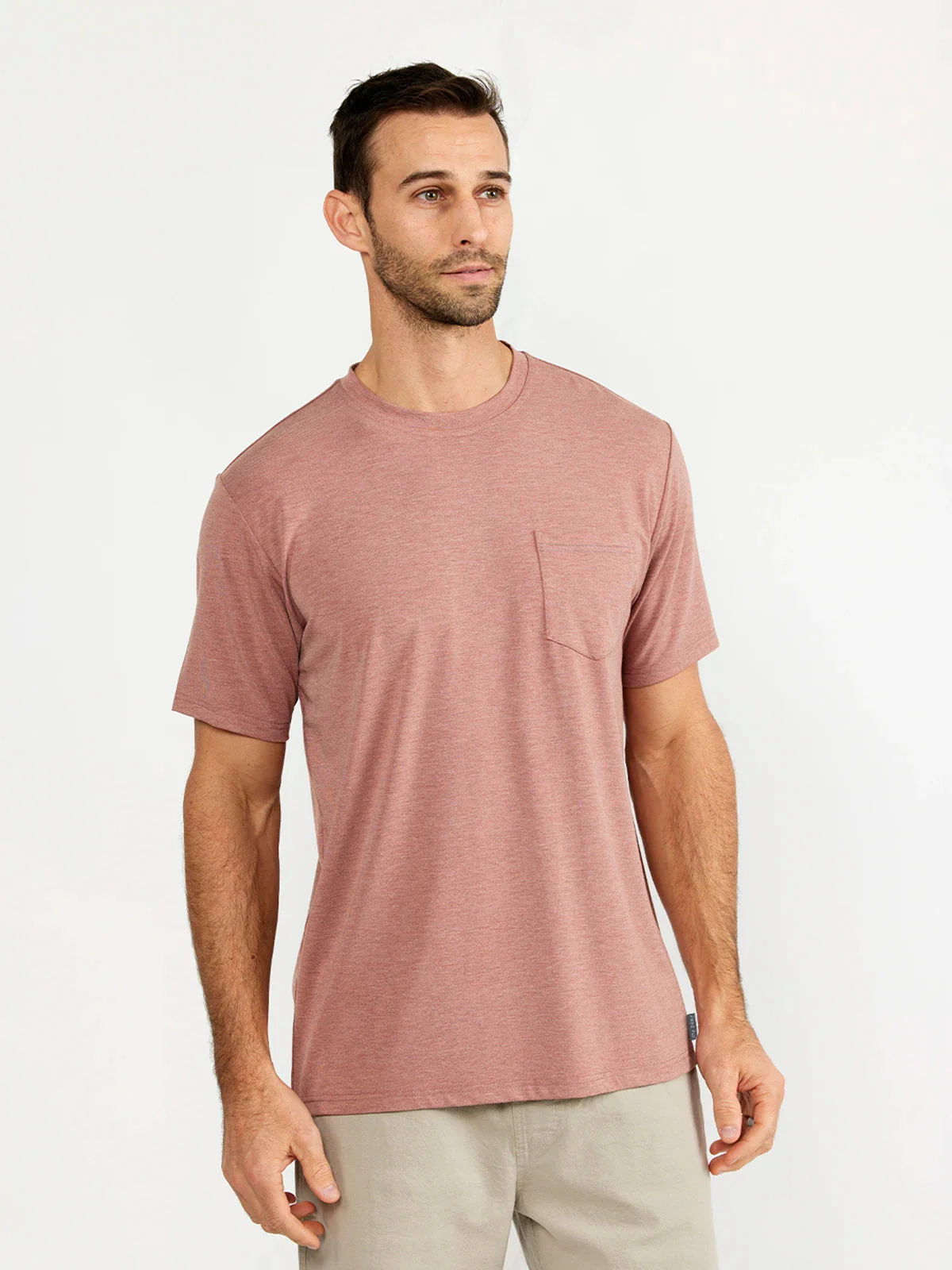 Free Fly Men's Bamboo Flex Pocket Tee - HEATHER BRICK - Image 2