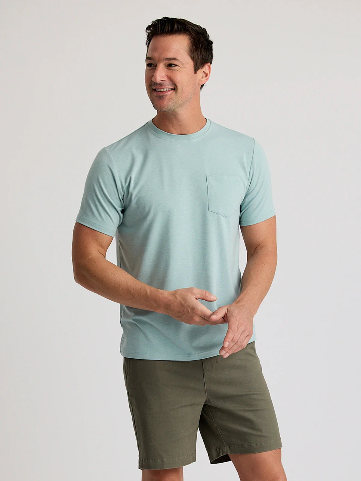 Free Fly Men'S Bamboo Flex Pocket Tee - Heather Ocean Mist