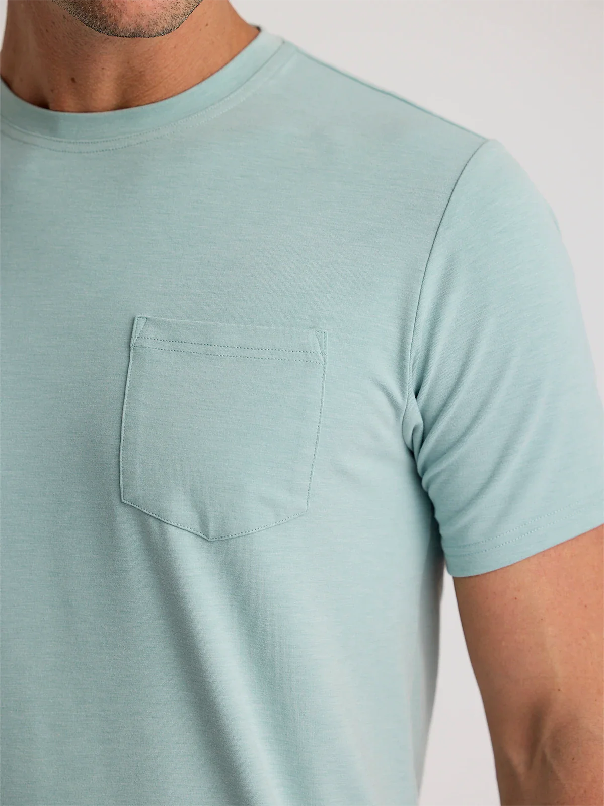 Free Fly Men'S Bamboo Flex Pocket Tee - Heather Ocean Mist - Image 3