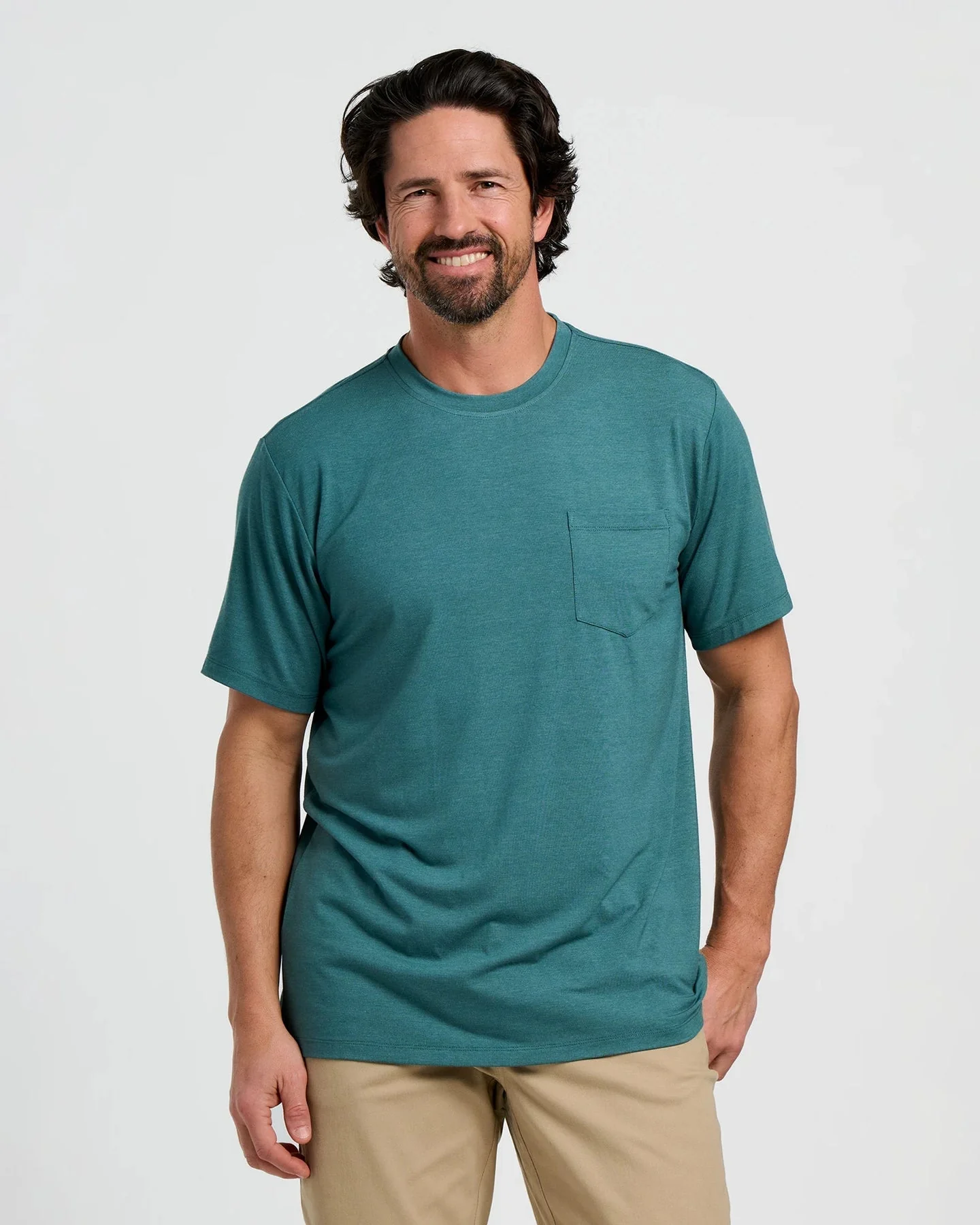 Free Fly Men'S Bamboo Flex Pocket Tee - Heather Sea Pine